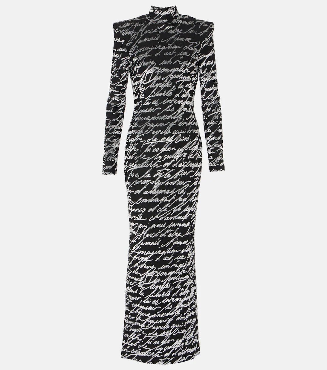 Balmain o1s1wg110526 Love Letter Jacquard Gown in Black Size S / US 4 / IT 40 - 1 Thumbnail