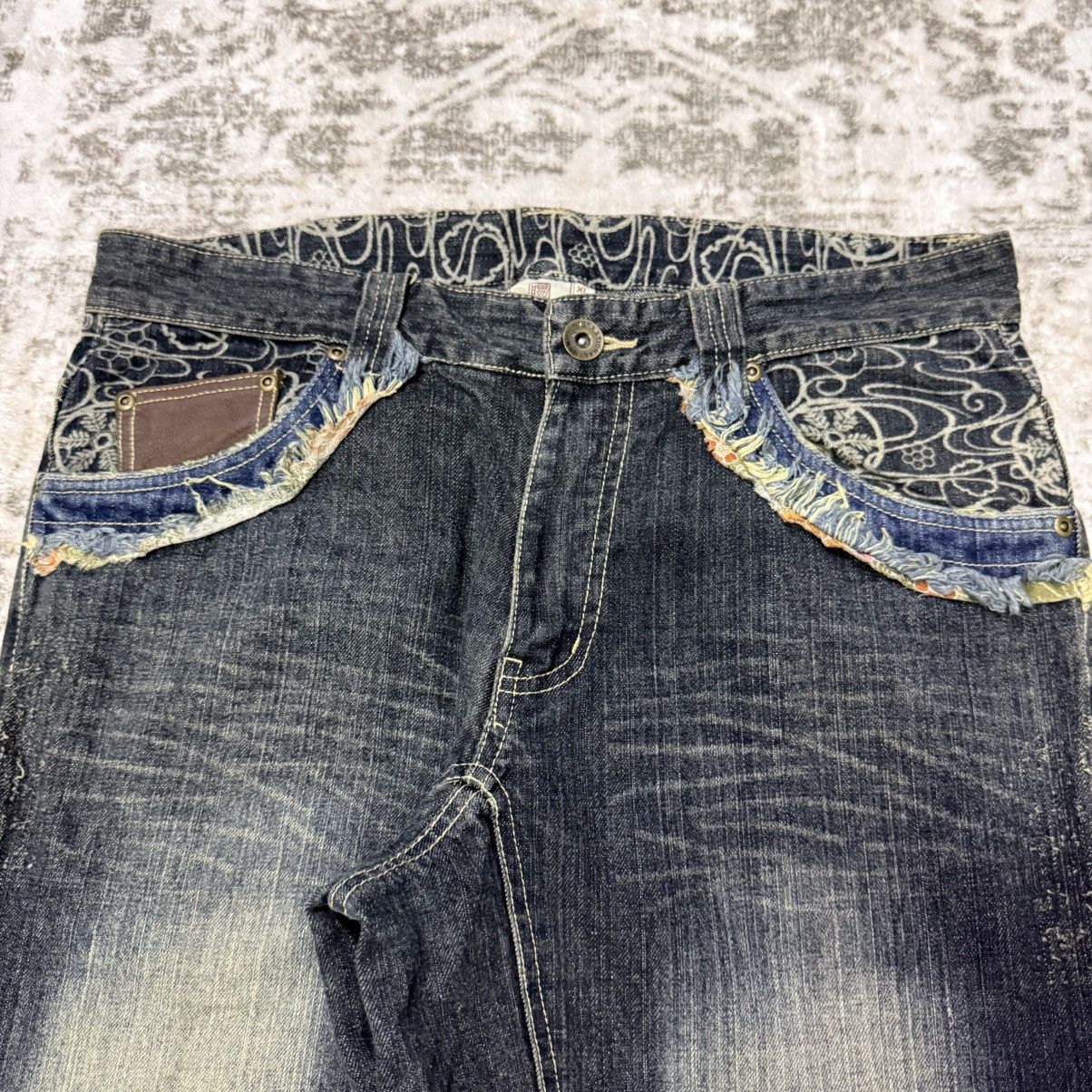 Kapital Gumu Japan Distressed Boro Honeycomb Loose Jeans Size US 33 - 4 Thumbnail