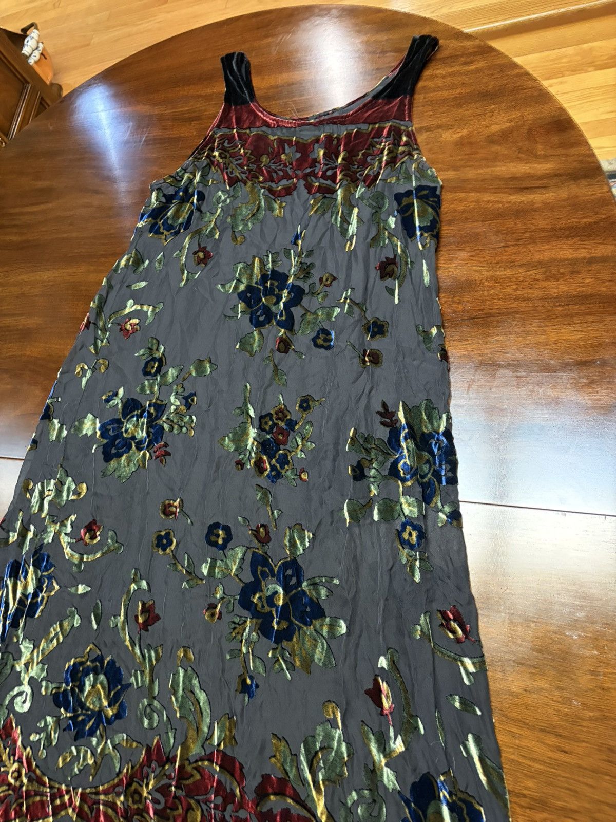 Other Ariel A Burnout Velvet Slip Dress – Boho Floral Maxi Size ONE SIZE - 2 Thumbnail