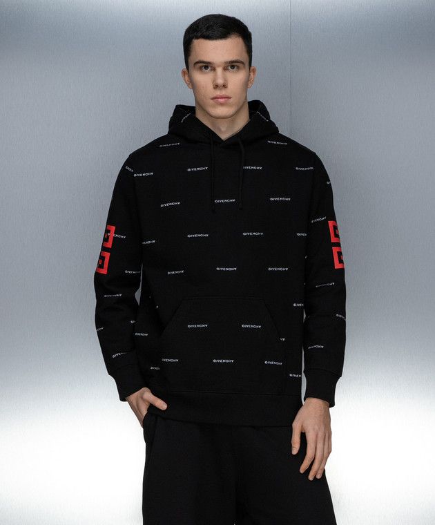 Givenchy Black All Over Jacquard Logo Oversized Hoodie Size US S / EU 44-46 / 1 - 2 Thumbnail
