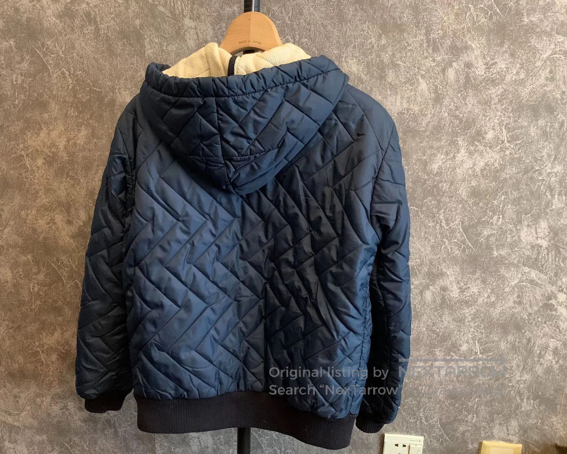 Japanese Brand navy quilted hooded jacket with fleece lining. Size US S / EU 44-46 / 1 - 3 Thumbnail
