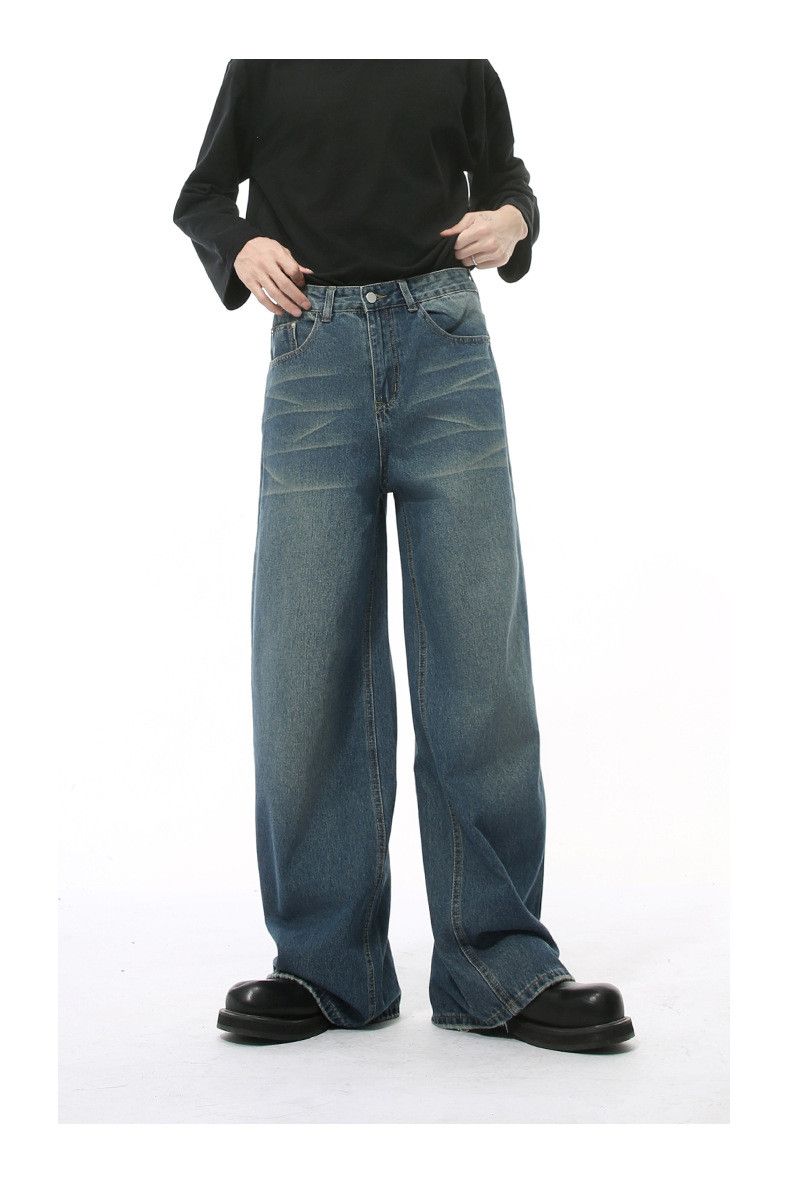 Japanese Brand × Jean American washed distressed wide-leg straight-leg jeans Size US 34 / EU 50 - 1 Thumbnail