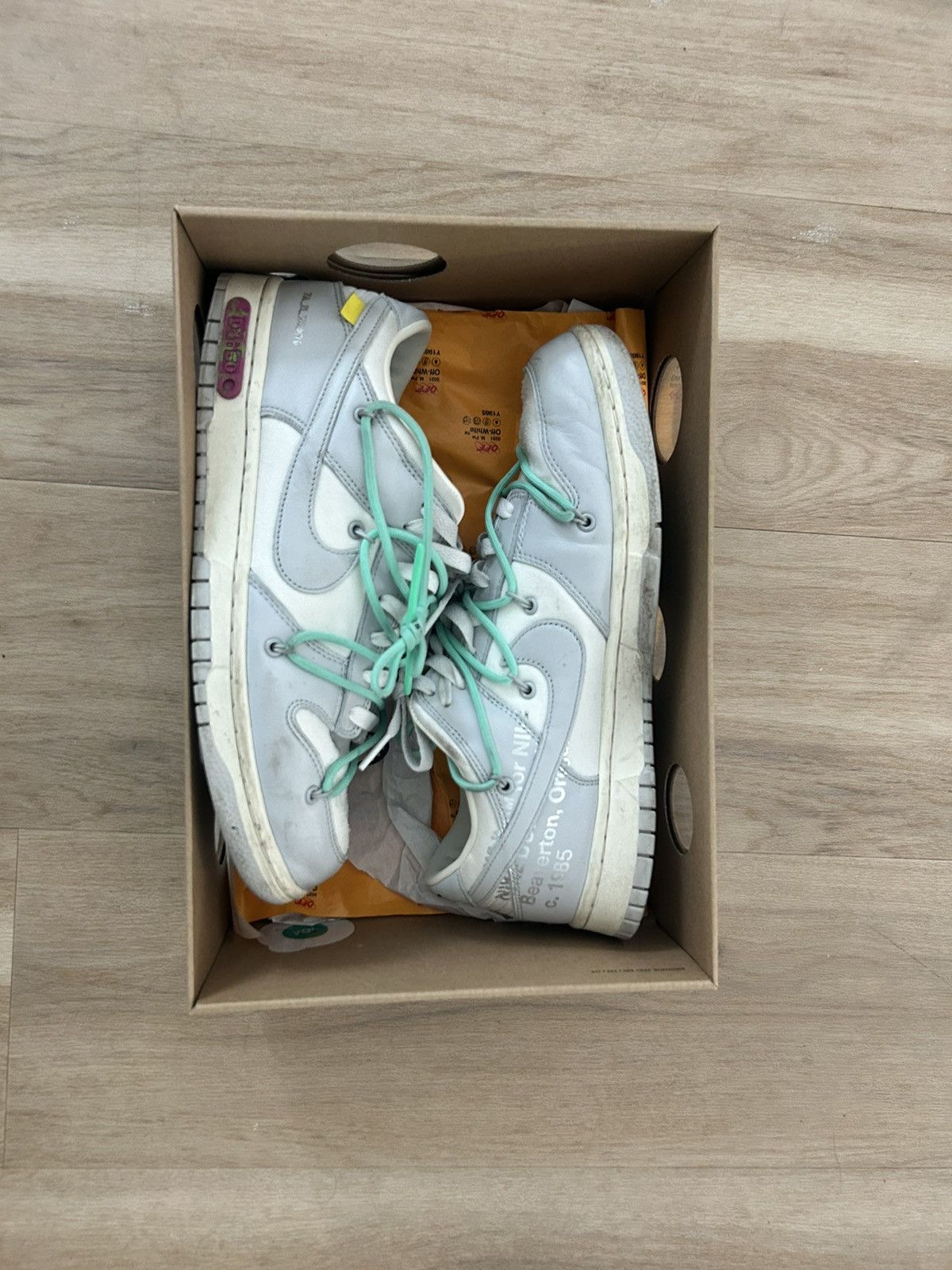 image of Off-White Nike Dunk Low Lot 4 Shoes in Grey, Men's (Size 10)