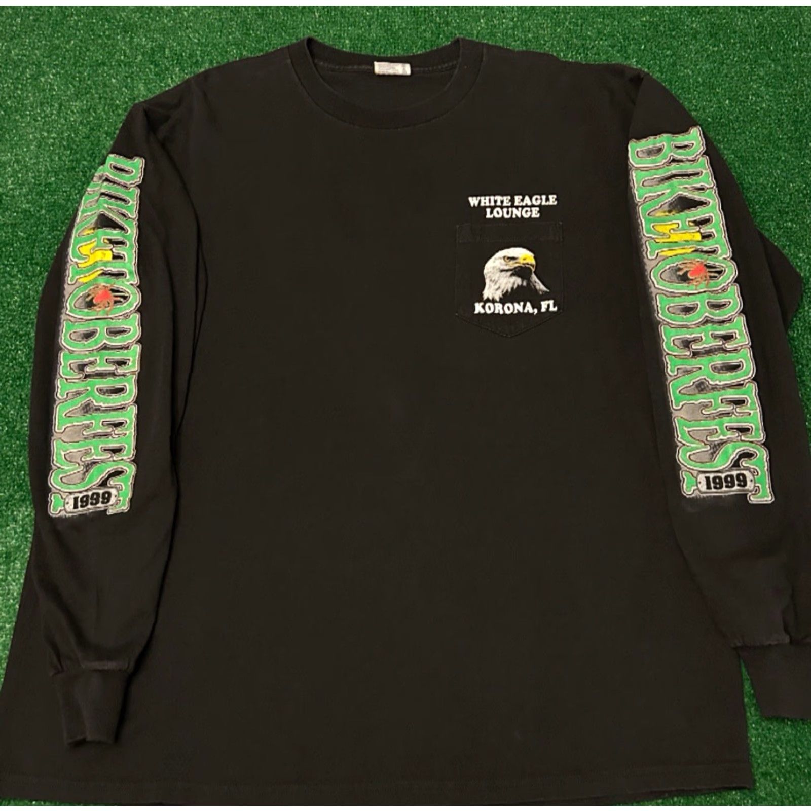 Vintage VINTAGE 90s White Eagle FL Biker Skull Sleeve Hit 1999 VTG LongSleeve Shirt 2XL Black Mens Size US XXL / EU 58 / 5 - 2 Thumbnail