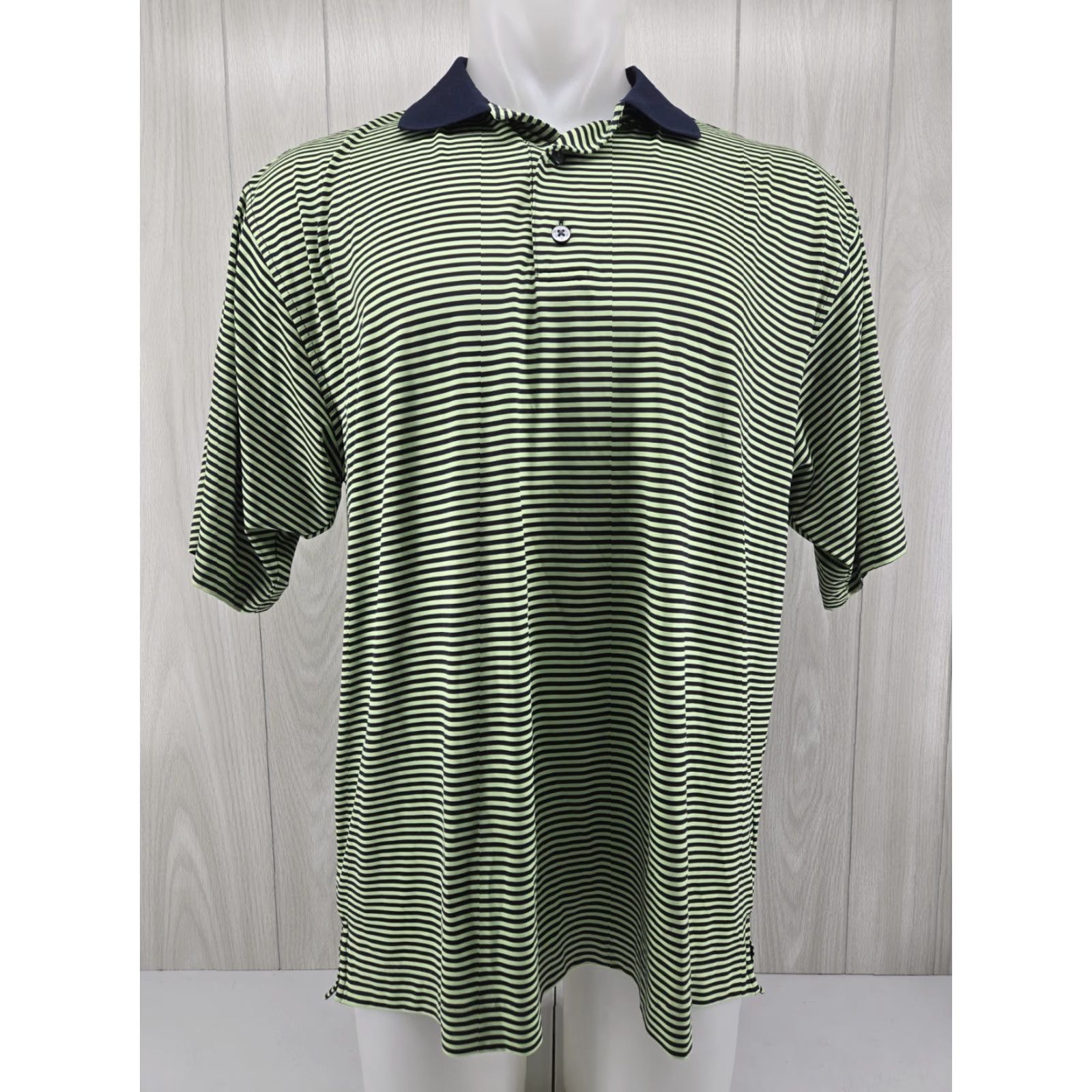 Footjoy FootJoy Polo Mens L Green Black Striped Golf Collared Short Sleeve Button Shirt Size US L / EU 52-54 / 3 - 2 Thumbnail