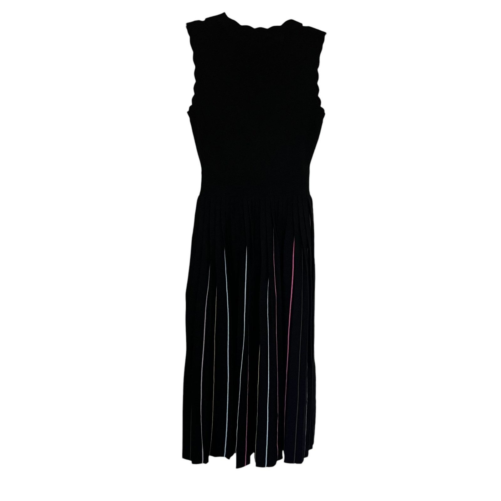 Kate Spade Kate Spade Black Pleated Scalloped Knit Sweater Midi Dress Size XS / US 0-2 / IT 36-38 - 5 Thumbnail