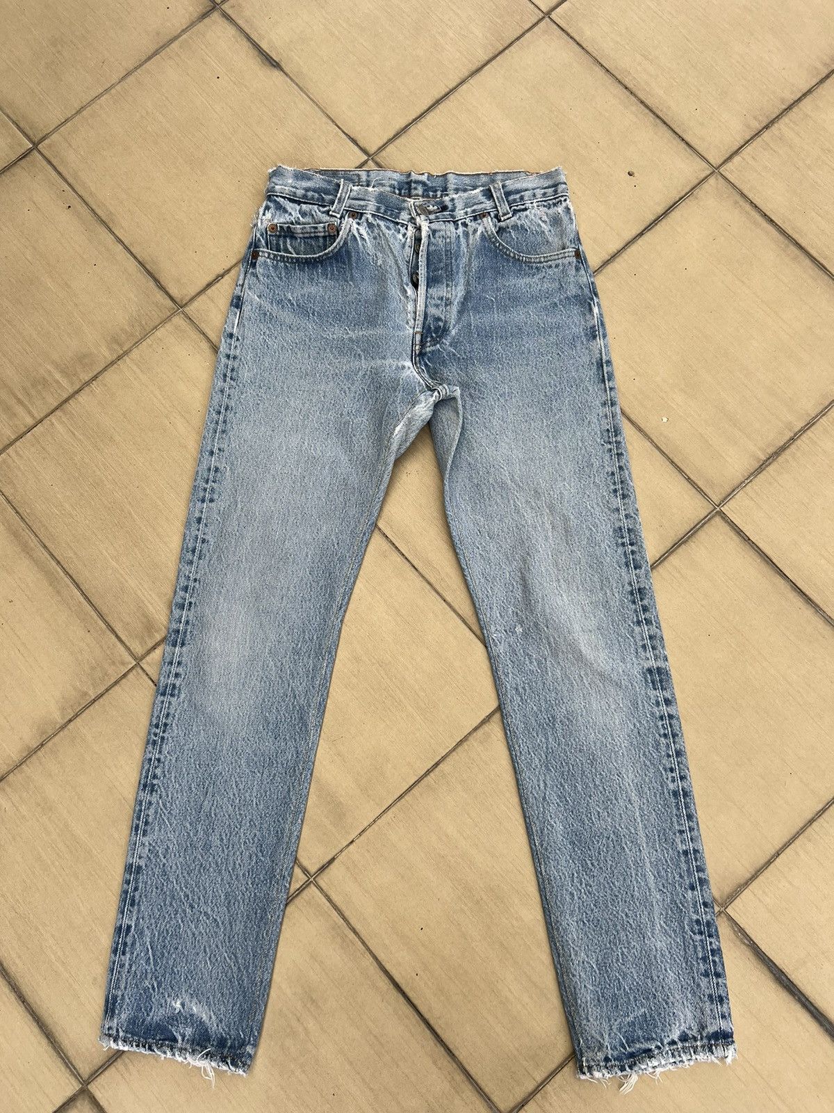 Levi's Vintage 80s Levi’s 701 Distressed Fade Denim Buttonfly Jeans Size US 29 - 1 Thumbnail