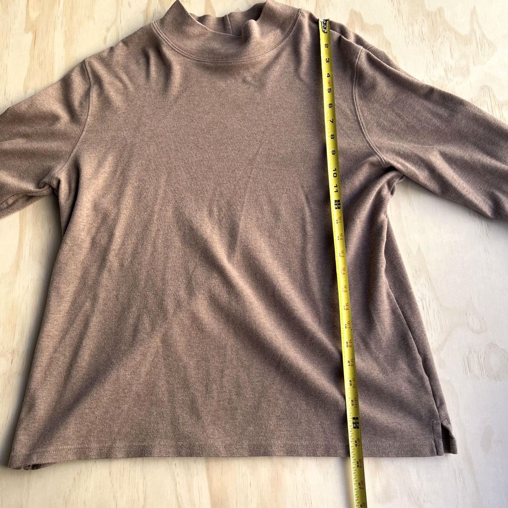 Vintage L.L. Bean Shirt Womens XL Brown Mock Neck Long Sleeve Cotton Knit Basic Top Size XL / US 12-14 / IT 48-50 - 6 Thumbnail