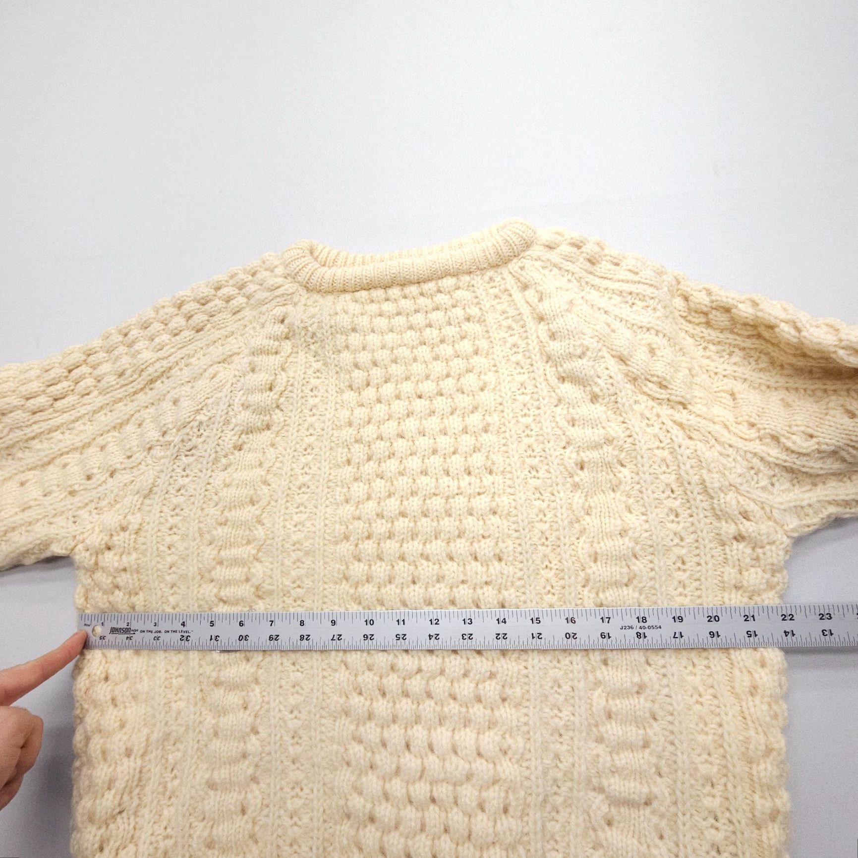 Vintage Forge House Knitwear Wool Sweater Womens XL Heavyweight Cable Knit Ireland Ivory Pullover - London Theme, Knit, Cold Weather Women XL Size XL / US 12-14 / IT 48-50 - 6 Thumbnail