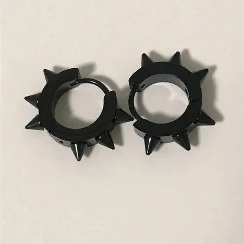 Jewelry Black Spike Earrings Gothic Punk Chrome Jewelry Star Stud Size ONE SIZE - 4 Thumbnail