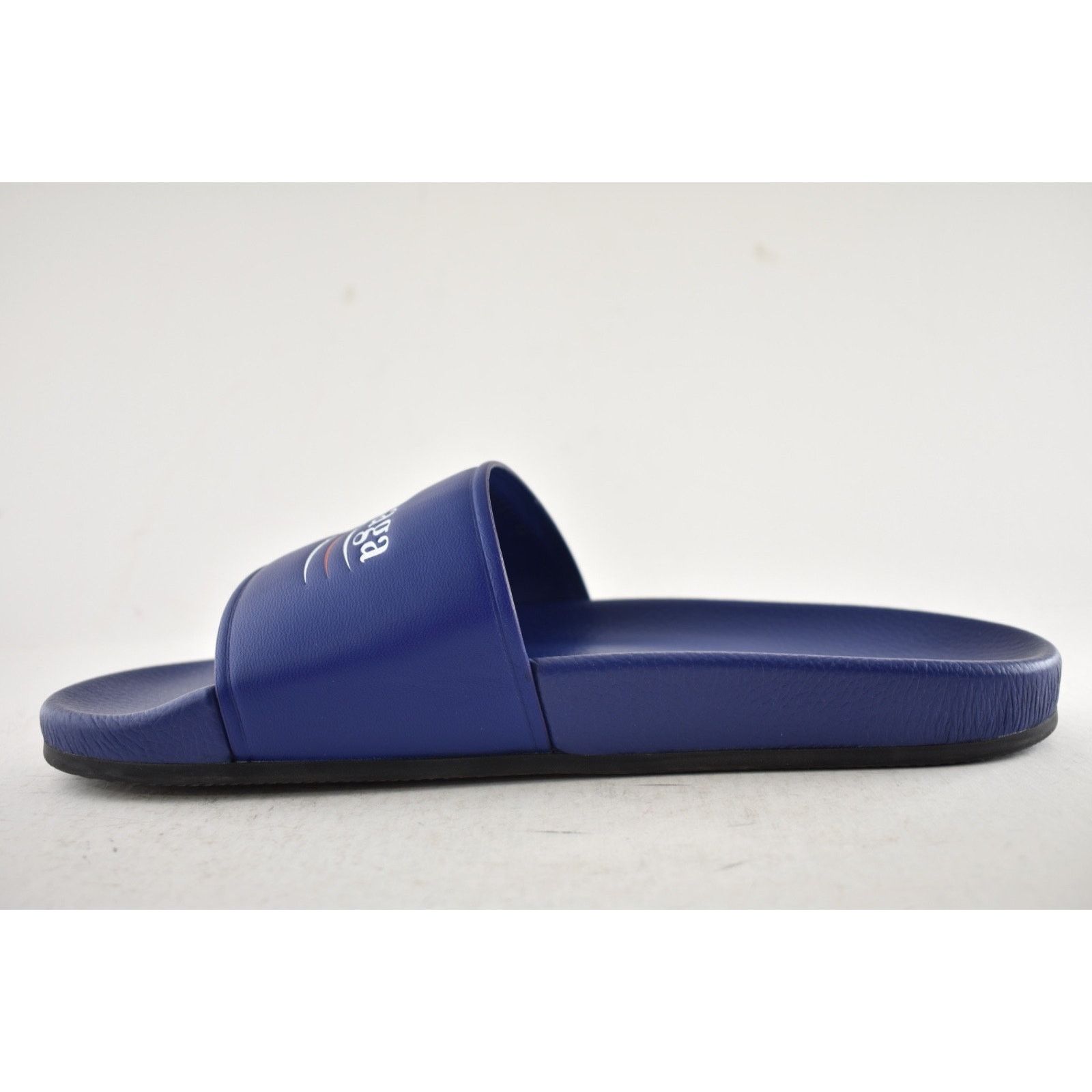 Balenciaga Balenciaga Blue Leather Campaign Logo Slide Sandal 44 11 Size US 11 / EU 44 - 11 Thumbnail