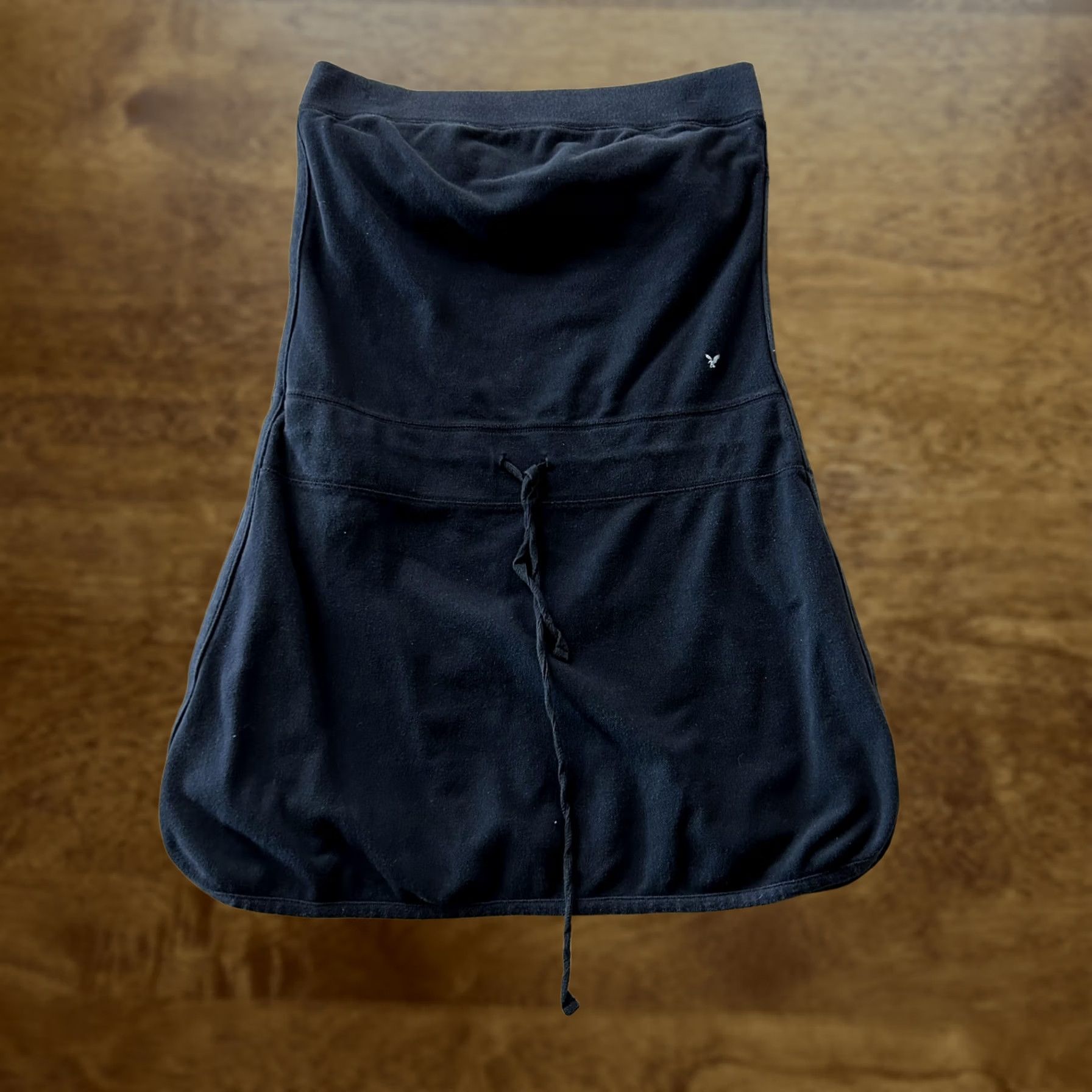 American Eagle Outfitters VINTAGE American Eagle Outfitters Skirt Womens M Black Fleece Mini Drawstring Size 32" / US 10 / IT 46 - 1 Thumbnail