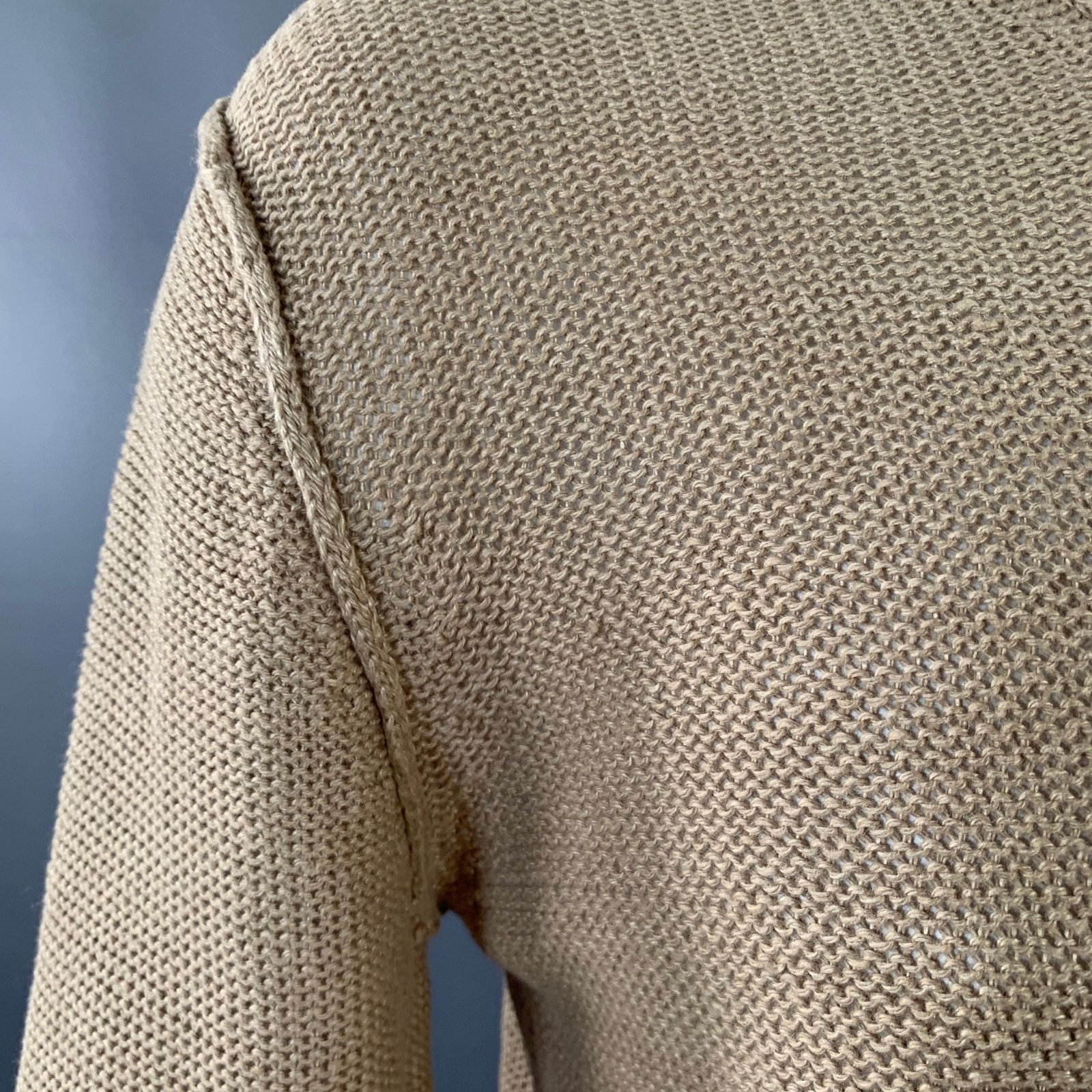 Opening Ceremony RODARTE Beige Red Knit Linen V-Neck Sweater Size US L / EU 52-54 / 3 - 7 Thumbnail