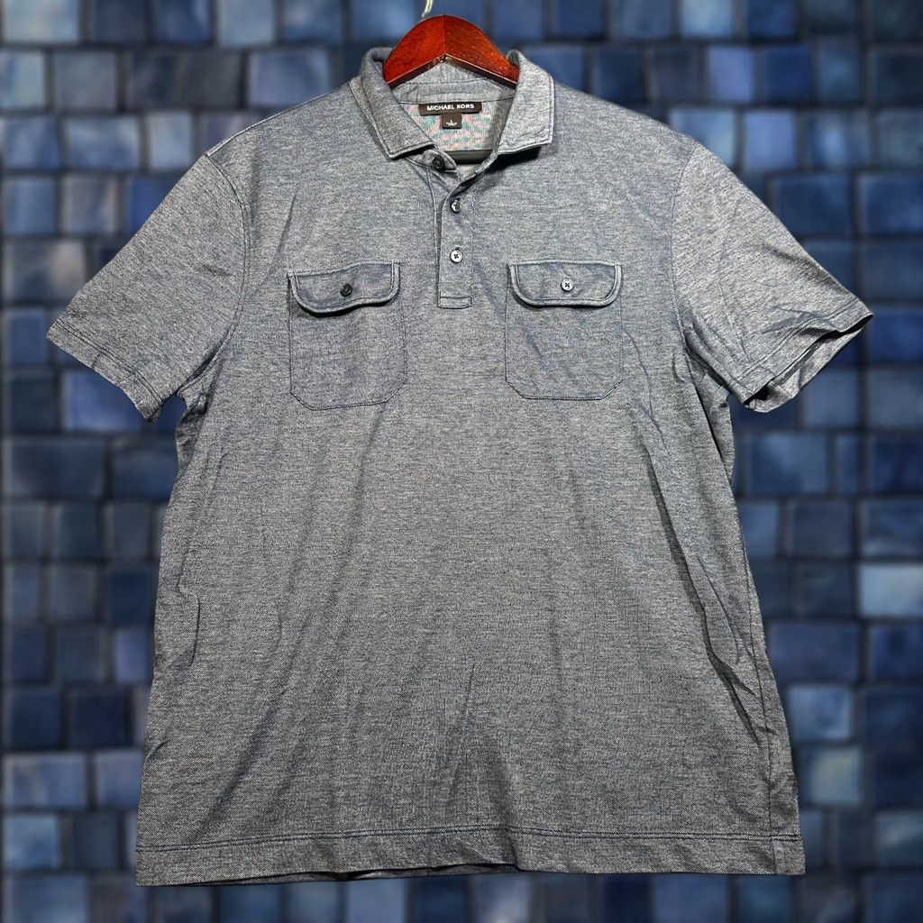 Michael Kors Michael Kors Polo Shirt Mens Large Blue Cotton Blend Short Sleeve Pockets Button Shirt Polo Blue Mens Large Size US L / EU 52-54 / 3 - 1 Thumbnail