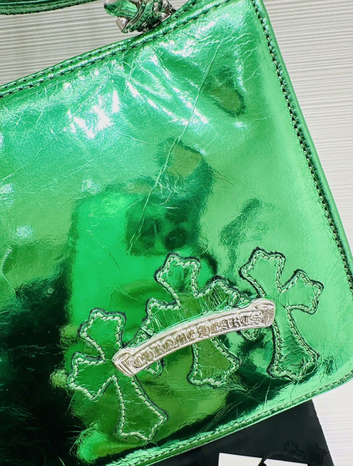 Chrome Hearts Electric green cemetery cross patch the night bag Size ONE SIZE - 3 Thumbnail