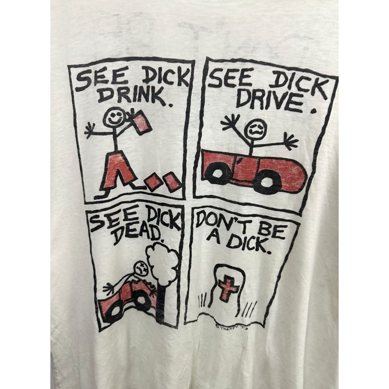 Vintage VINTAGE Don't Be A Dick Drink & Drive Drunk AA Paper Thin Burnout Worn T-Shirt L Size US L / EU 52-54 / 3 - 4 Thumbnail