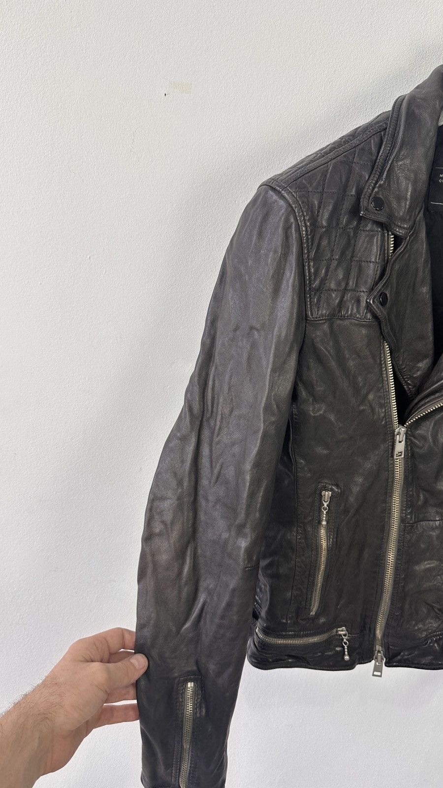 Allsaints AllSaints Conroy Men Leather Biker Jacket Quilted Double Zip Size US L / EU 52-54 / 3 - 13 Thumbnail