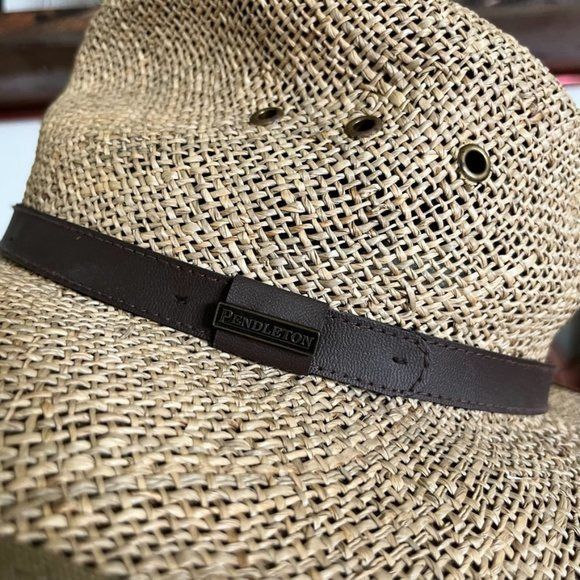 Pendleton Pendleton Straw Rye Woven Fedora Sun Wide Brin Hat Size ONE SIZE - 3 Thumbnail