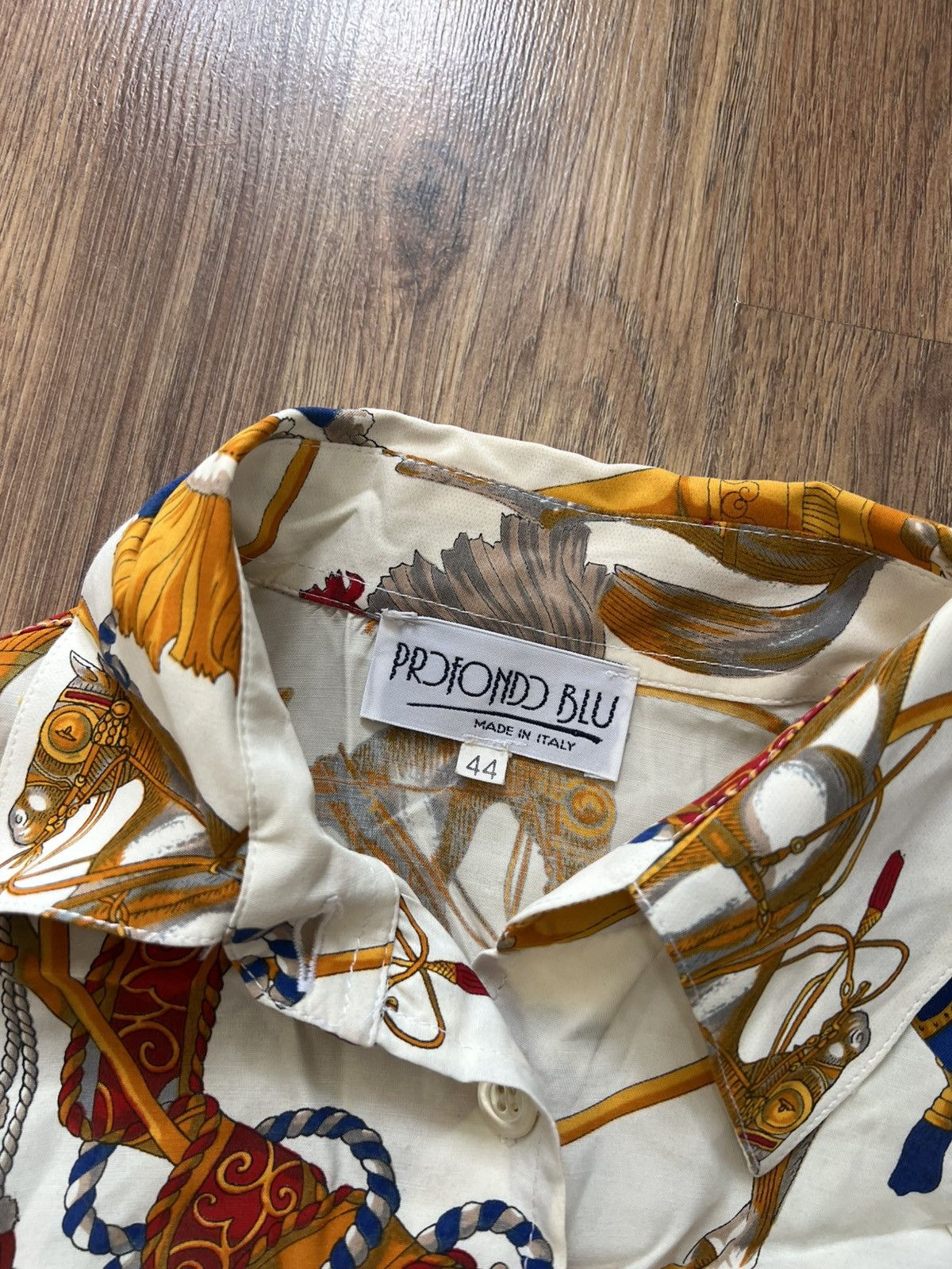Vintage Profond Blu Vintage Printed Button-Up Shirt (Size 44) Size M / US 6-8 / IT 42-44 - 2 Thumbnail