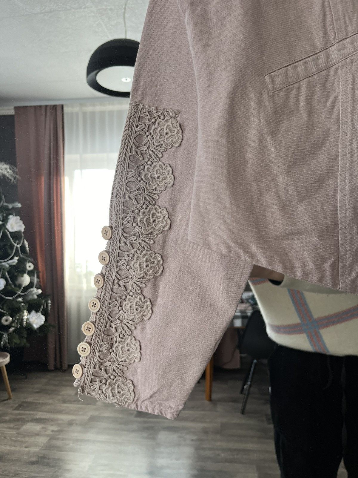 Vintage EWA I WALLA Cropped Jacket Lace Trim Scandinavian Boho M Size M / US 6-8 / IT 42-44 - 4 Thumbnail