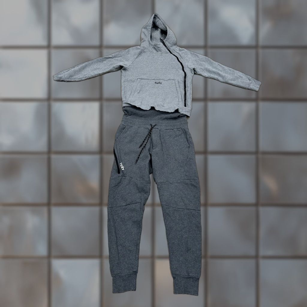 Vintage Tuxy Mens One Piece Jumpsuit Gray Dark Hoodie Sweatsuit Zip Drawstring Small Size US S / EU 44-46 / 1 - 1 Thumbnail
