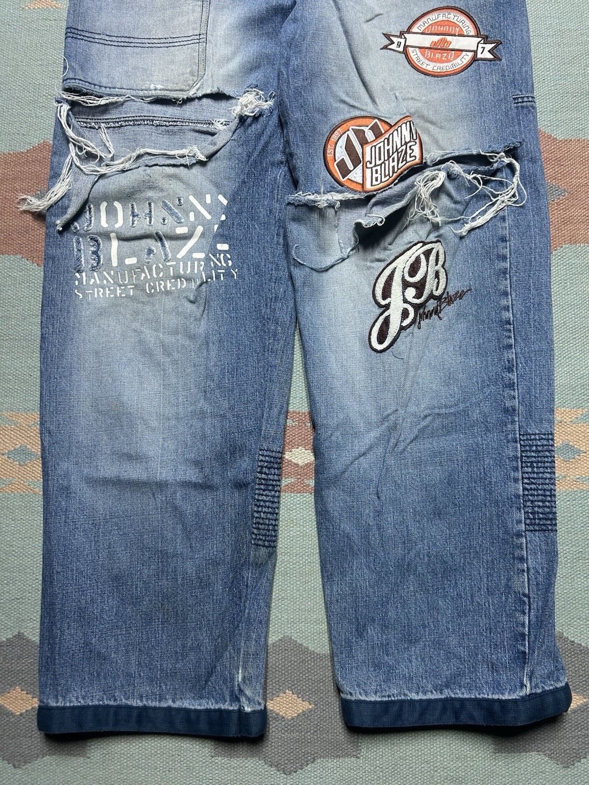 Vintage y2k baggy jeans Johnny blaze distressed wide patched 38x32 Size US 38 / EU 54 - 2 Thumbnail