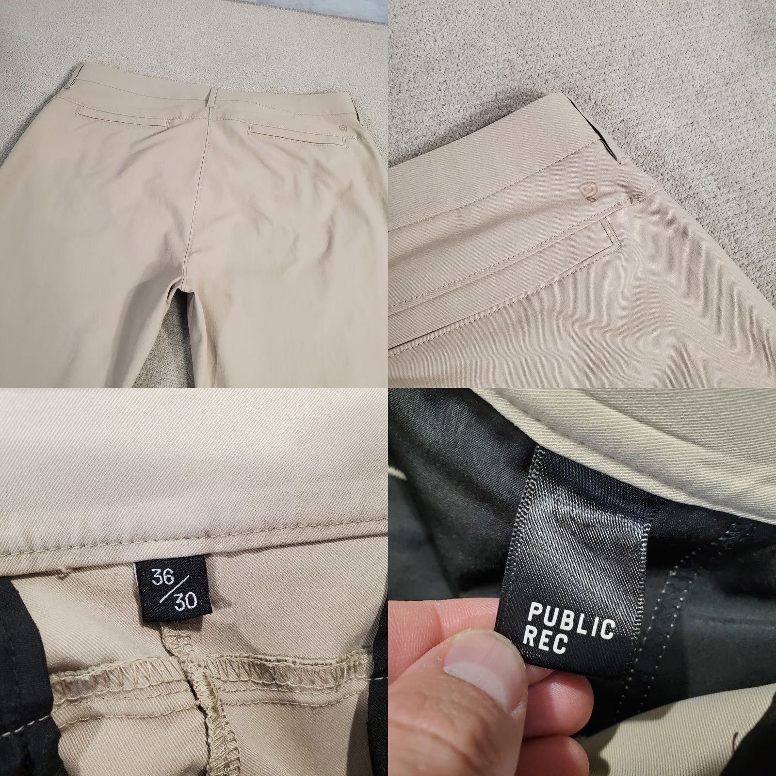 Vintage Public Rec Pants Mens 36x30 Beige Straight Leg Performance Stretch Lightweight Casual Chino Pockets Mens Regular Inseam 30 Size US 36 / EU 52 - 8 Thumbnail