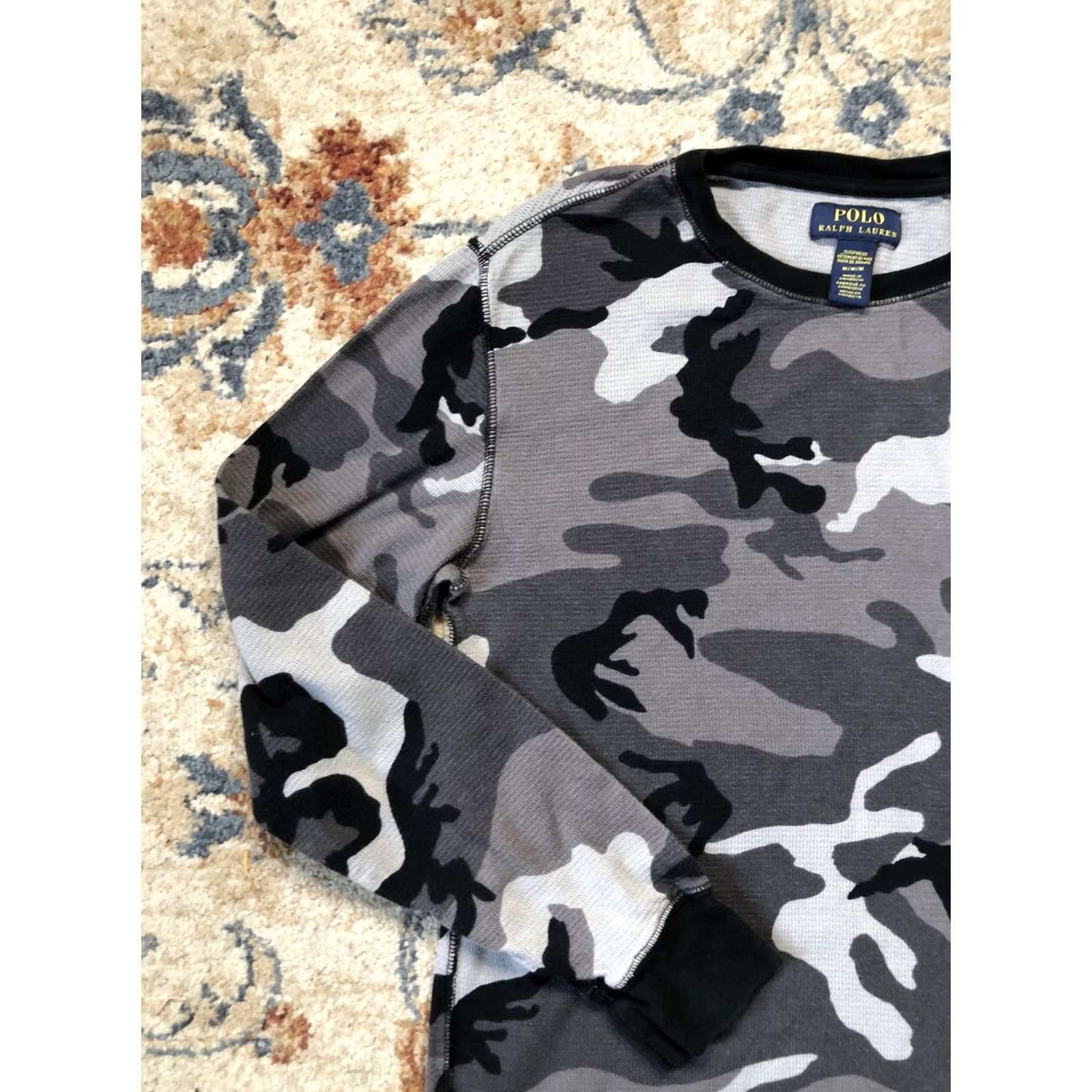 Polo Ralph Lauren Polo Ralph Lauren Shirt Mens Medium Gray Camo Long Sleeve Thermal Sleepwear Top Size US M / EU 48-50 / 2 - 3 Thumbnail