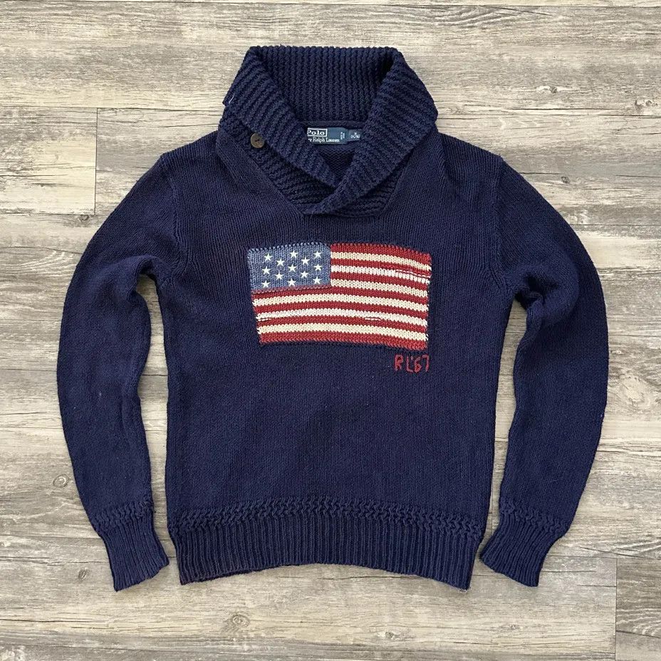 Polo Ralph Lauren Vintage Polo Ralph Lauren American Flag Knit Sweater Size US M / EU 48-50 / 2 - 1 Thumbnail