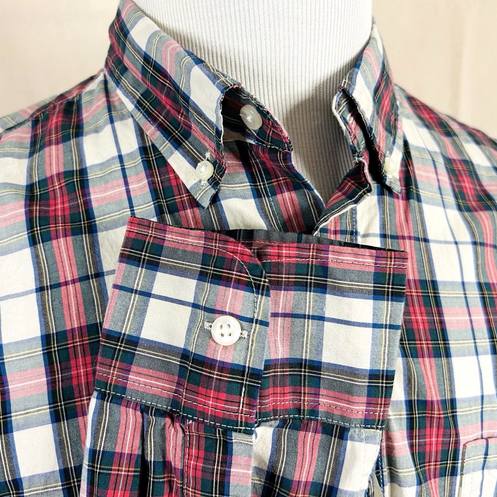 J.Crew NWT J.CREW Large Classic Fit Secret Wash Shirt Tartan Plaid Red Green Beige Size US L / EU 52-54 / 3 - 5 Thumbnail