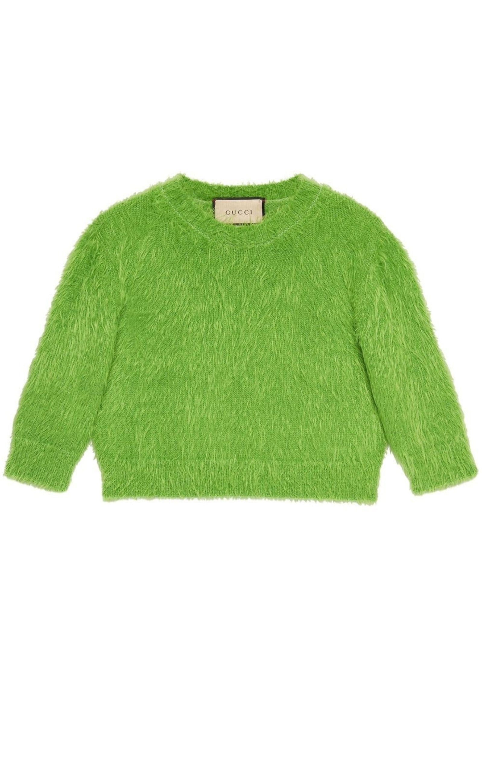 image of Gucci Brushed Wool Knit Sweater in Green, Women's (Size Medium)