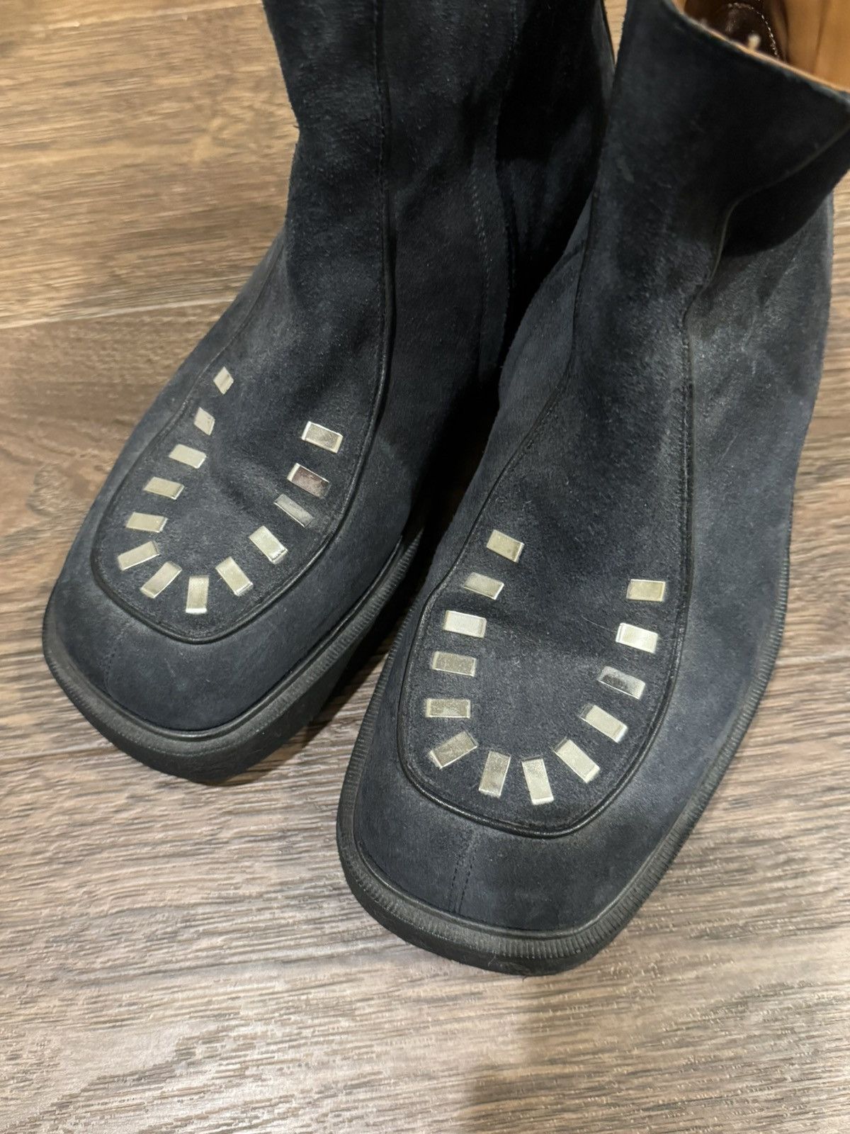 Marni Marni Square Toe Navy Suede Staple Ankle Boots Size US 9.5 / EU 42-43 - 2 Thumbnail