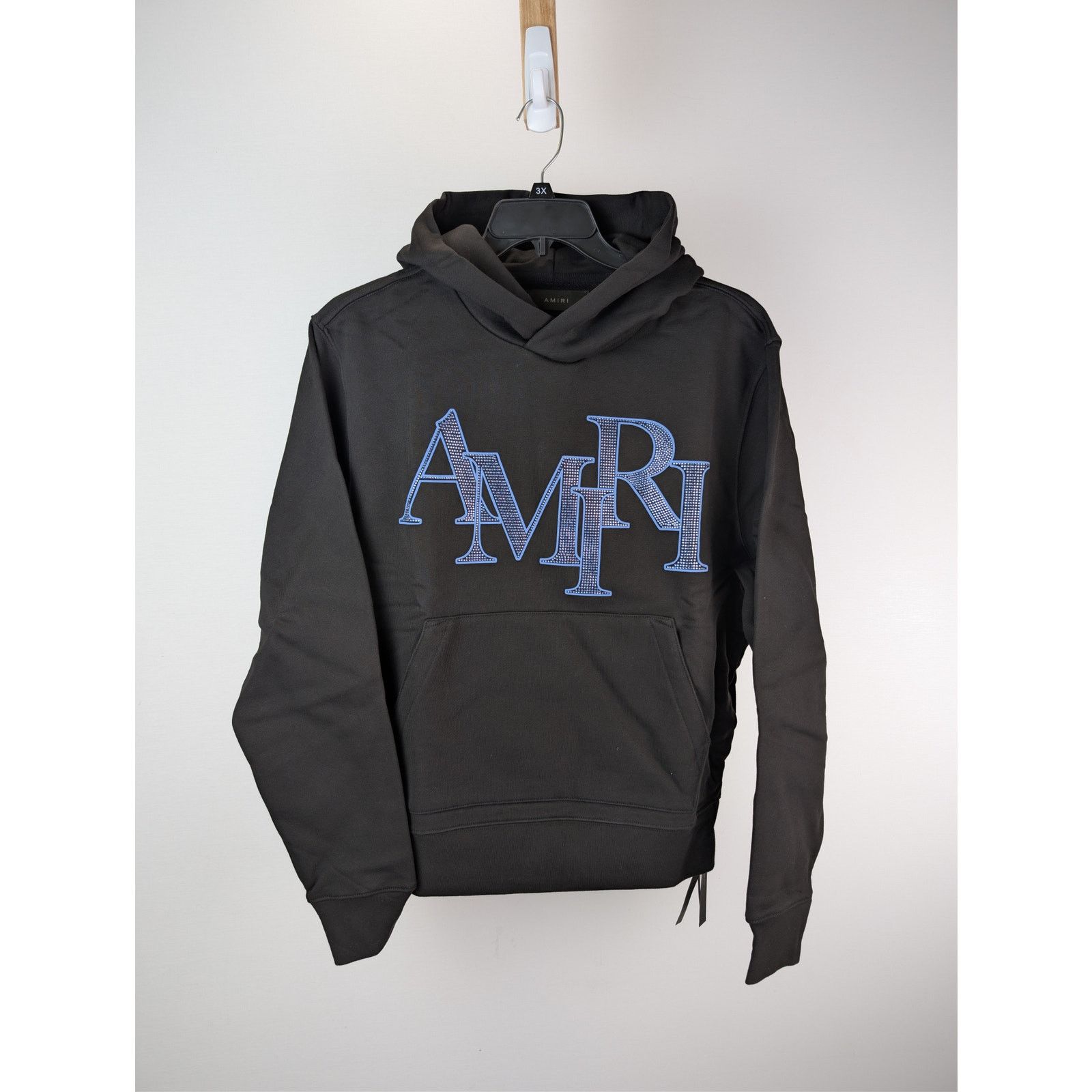 Amiri o1rshd1 Crystal Amiri Staggered Hoodie in Black/Blue Large Size US L / EU 52-54 / 3 - 2 Thumbnail