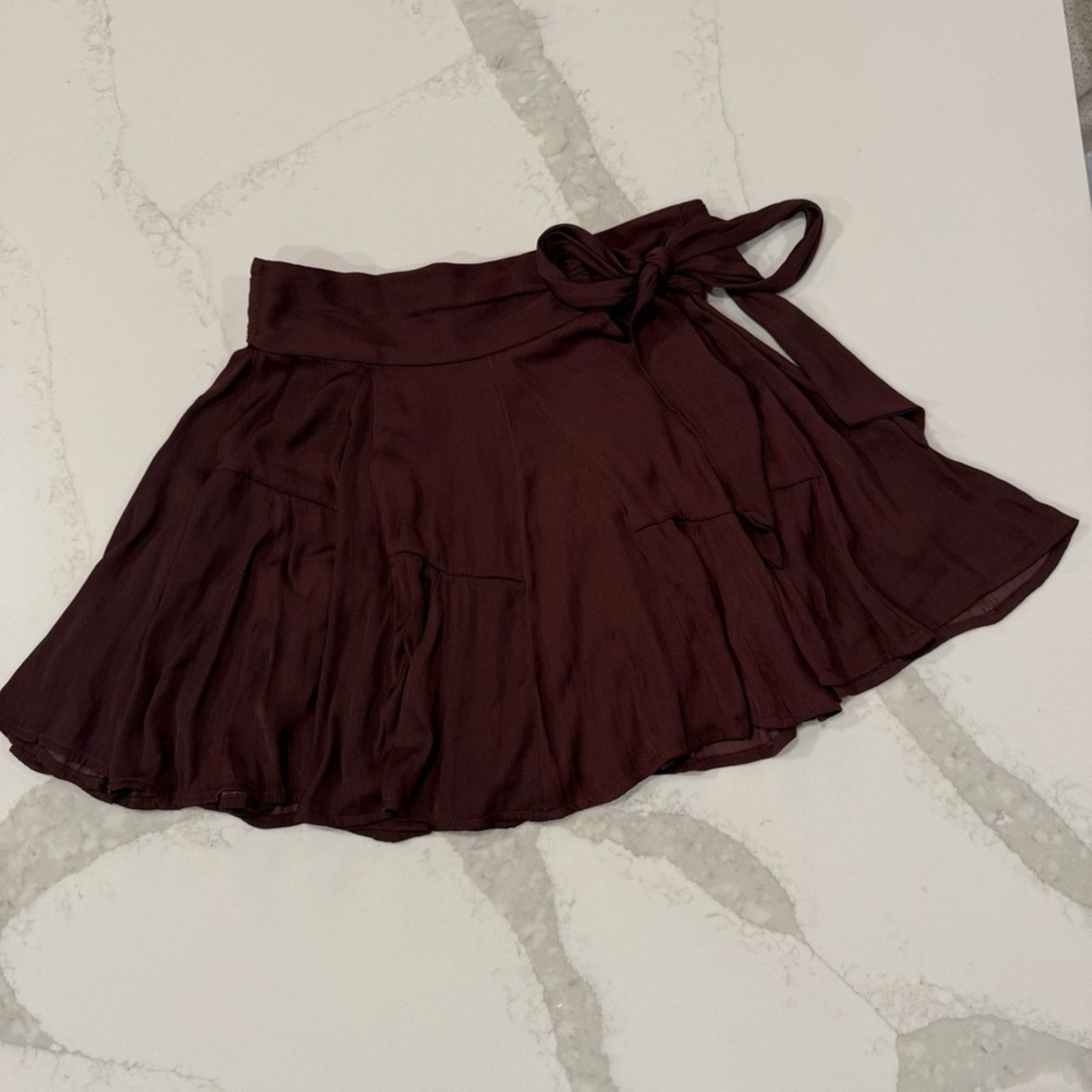 Free People Free People Sateen Mini Wrap Skirt Women’s Small Chocolate Size 27" / US 4 / IT 40 - 1 Thumbnail