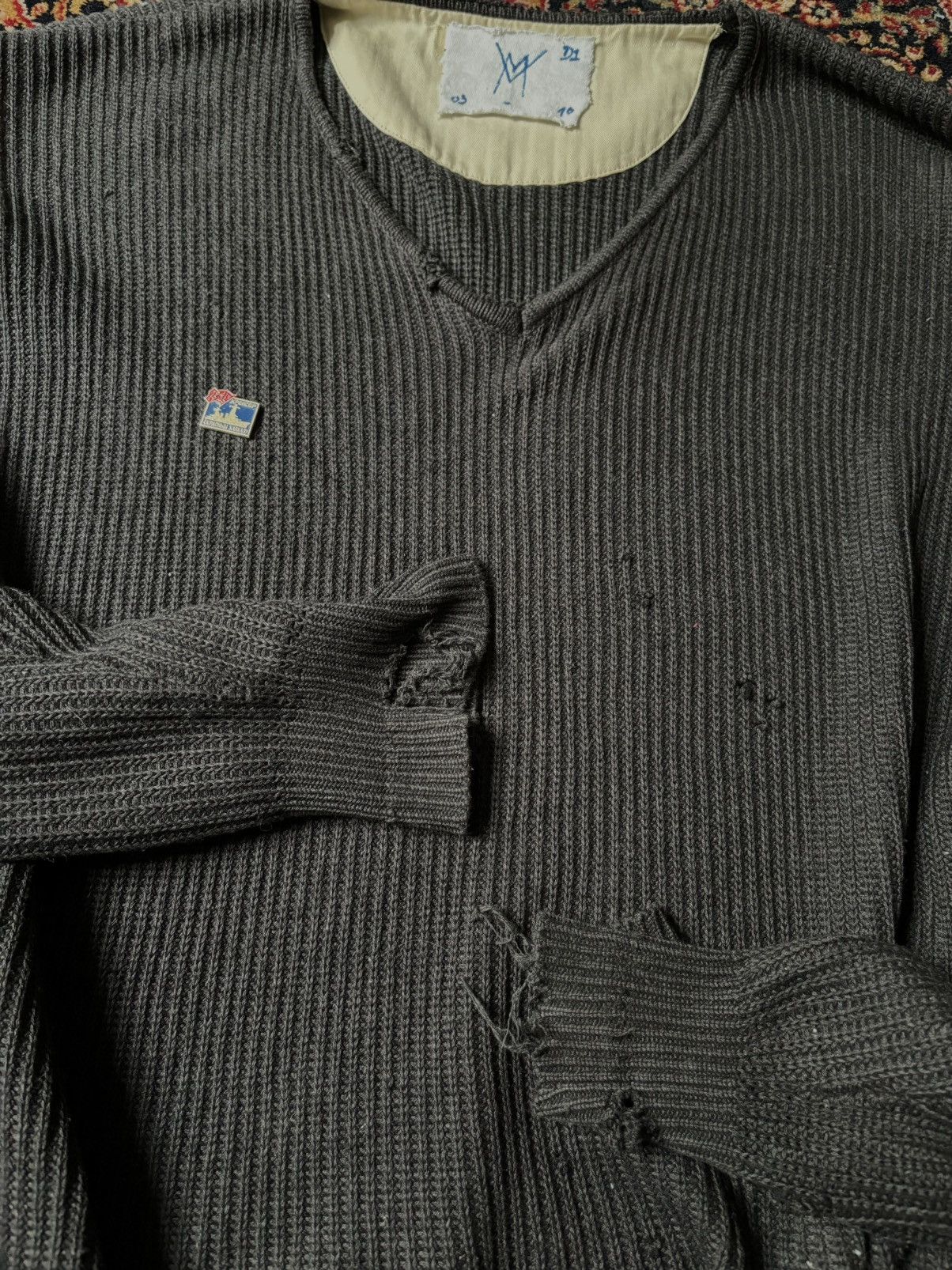 Vintage TRASHED CROPPED SWEATER Size US L / EU 52-54 / 3 - 2 Thumbnail
