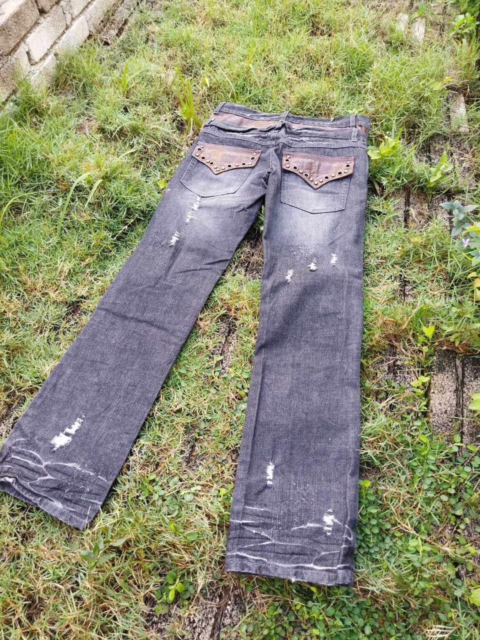 If Six Was Nine Japanese Brand Mix Leather Double Waist Jeans Size US 32 / EU 48 - 4 Thumbnail
