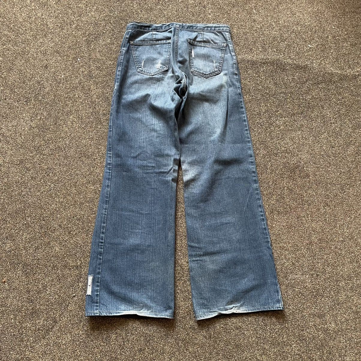 Vintage Vintage Y2K Distressed Flared Jeans Sun Faded Grunge Boxy 34 Size 34" / US 12 / IT 48 - 3 Thumbnail