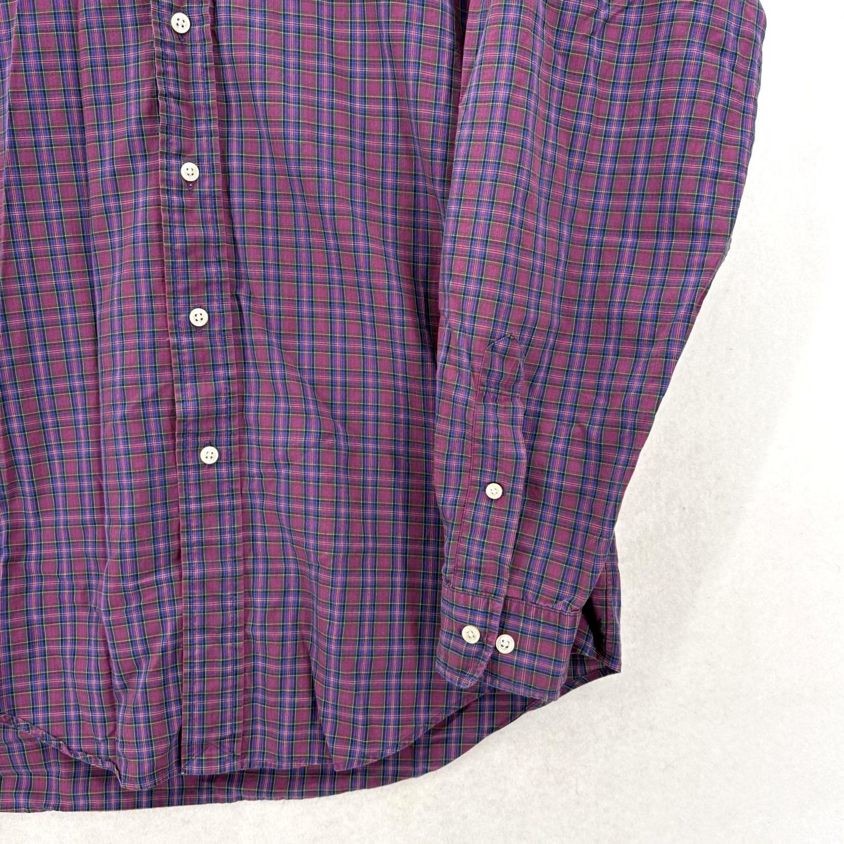 Ralph Lauren VINTAGE Ralph Lauren Shirt Mens 15.5 34/35 Purple Check Long Sleeve Yarmouth 90s Size US L / EU 52-54 / 3 - 3 Thumbnail