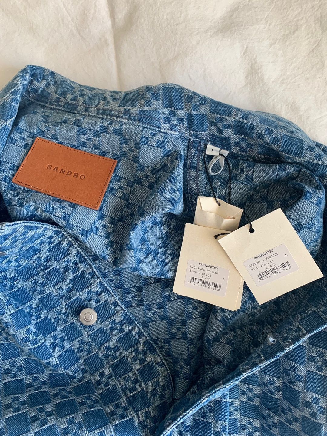 Sandro Square Cross Denim Chore Coat Size US L / EU 52-54 / 3 - 8 Thumbnail
