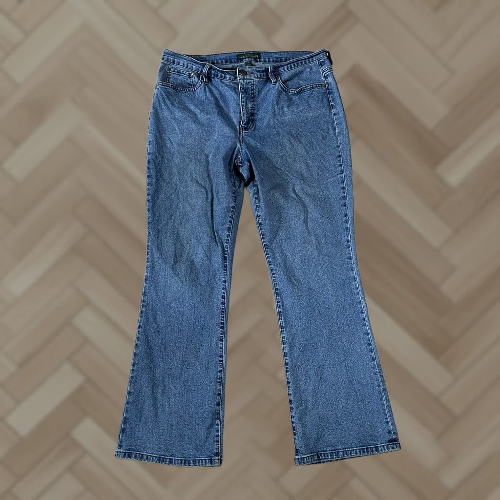 Ralph Lauren LRL Lauren Classic Bootcut Stretch Medium Wash Denim Jeans Sz 12 Women Regular Belt Loops 5-Pocket Style Bootcut Size 34" / US 12 / IT 48 - 1 Thumbnail