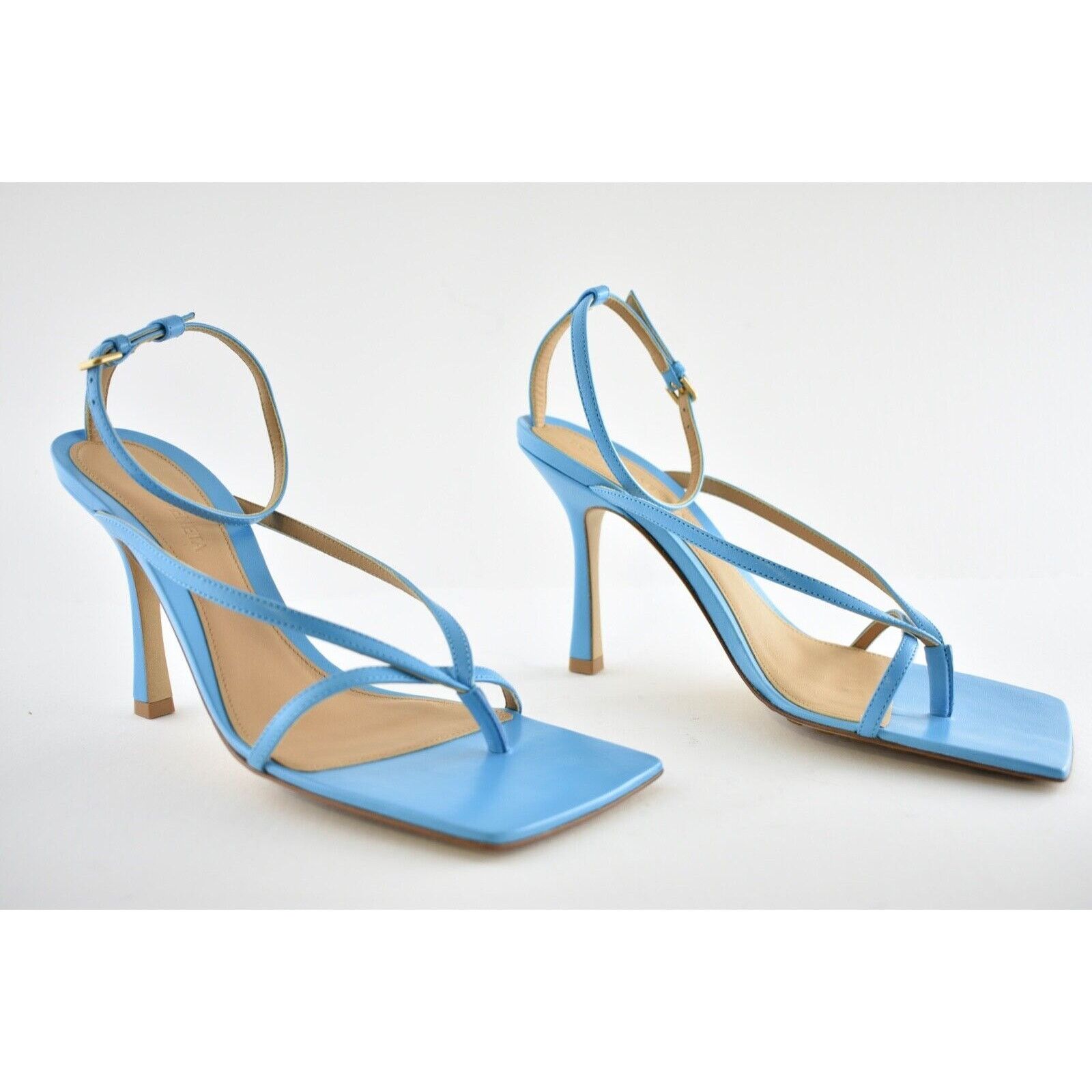 Bottega Veneta Stretch Square Toe Blue Ankle Strap Sandal Heel Pump 36.5 Size US 6.5 / IT 36.5 - 4 Thumbnail