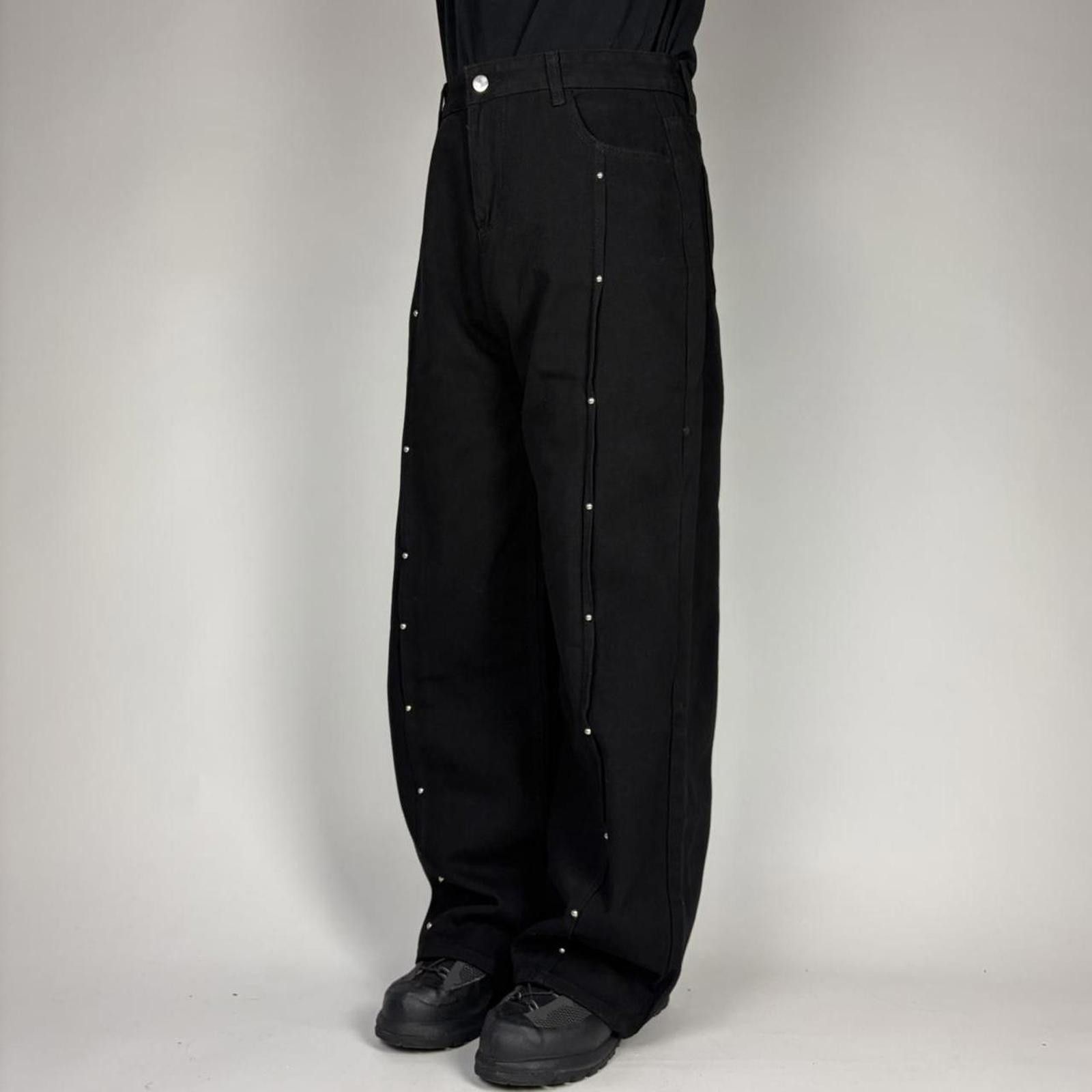 Other Black Studded Wide Leg Trousers Size US 34 / EU 50 - 2 Thumbnail
