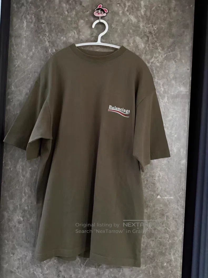 Balenciaga Balenciaga Olive Green Coke Embroidered Short Sleeve Size US S / EU 44-46 / 1 - 1 Thumbnail