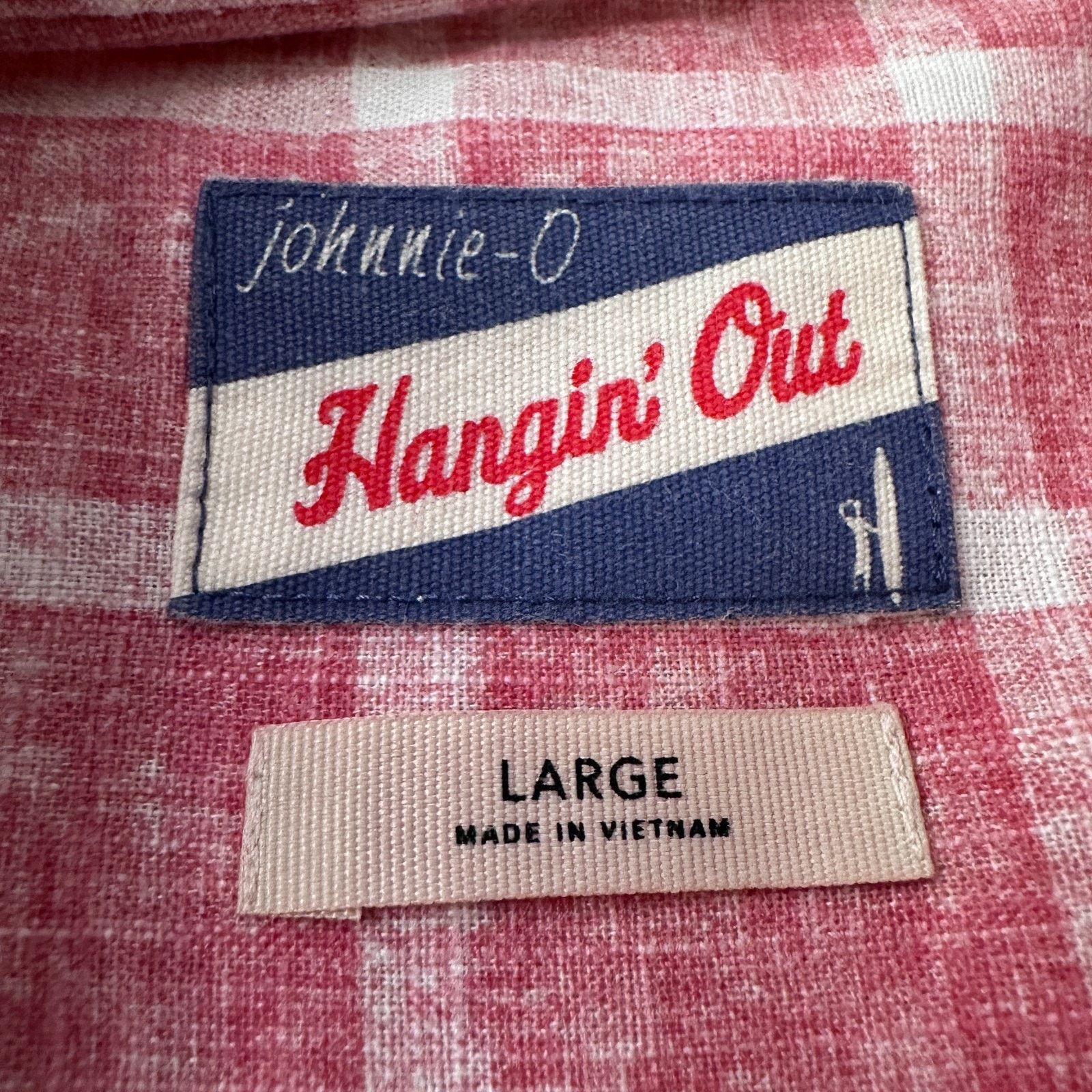 johnnie-O Johnnie O Hangin Out Shirt Men’s L Pink Check Long Sleeve Size US L / EU 52-54 / 3 - 6 Thumbnail