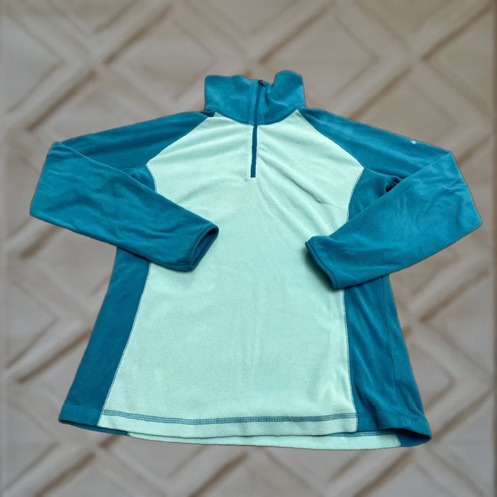 Columbia Klamath Range Jacket Women L Green 1/4 Zip Fleece Outdoor Casual