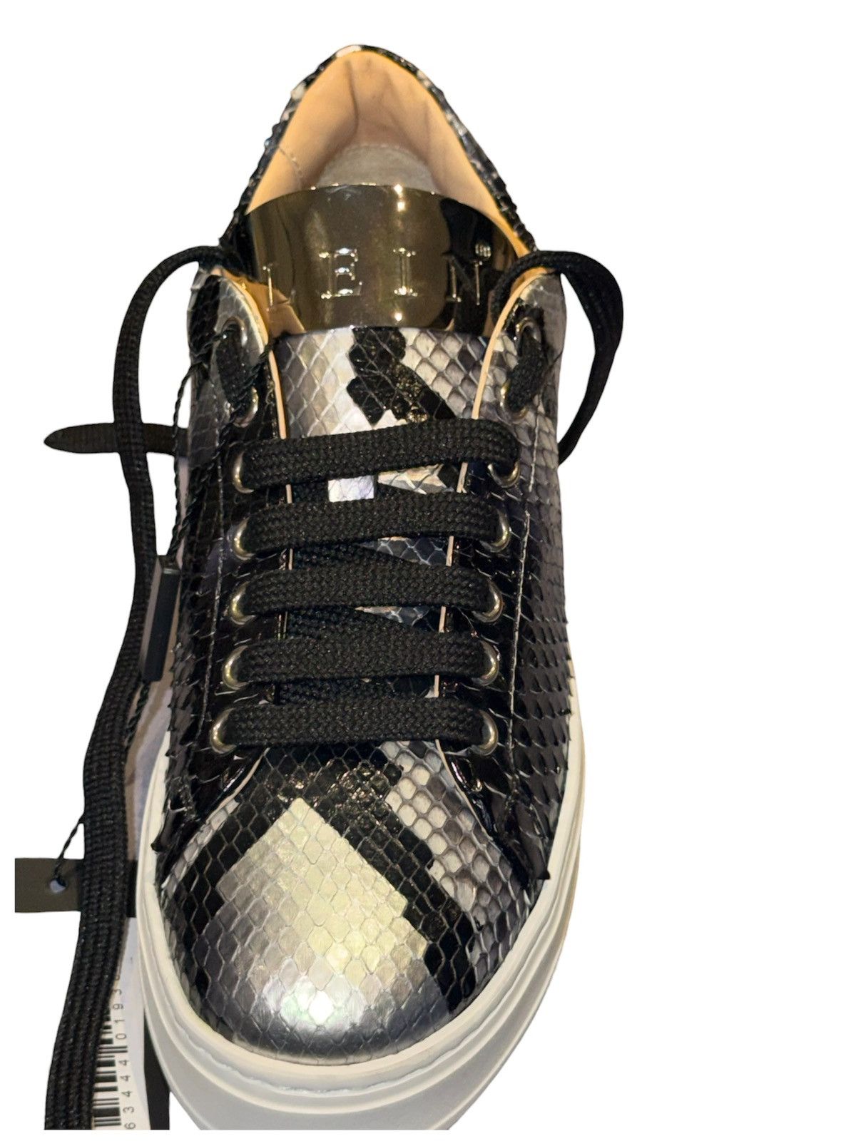 Philipp Plein Philipp Plein Python Low Top Sneakers – Black/silver Size US 7 / IT 37 - 7 Thumbnail