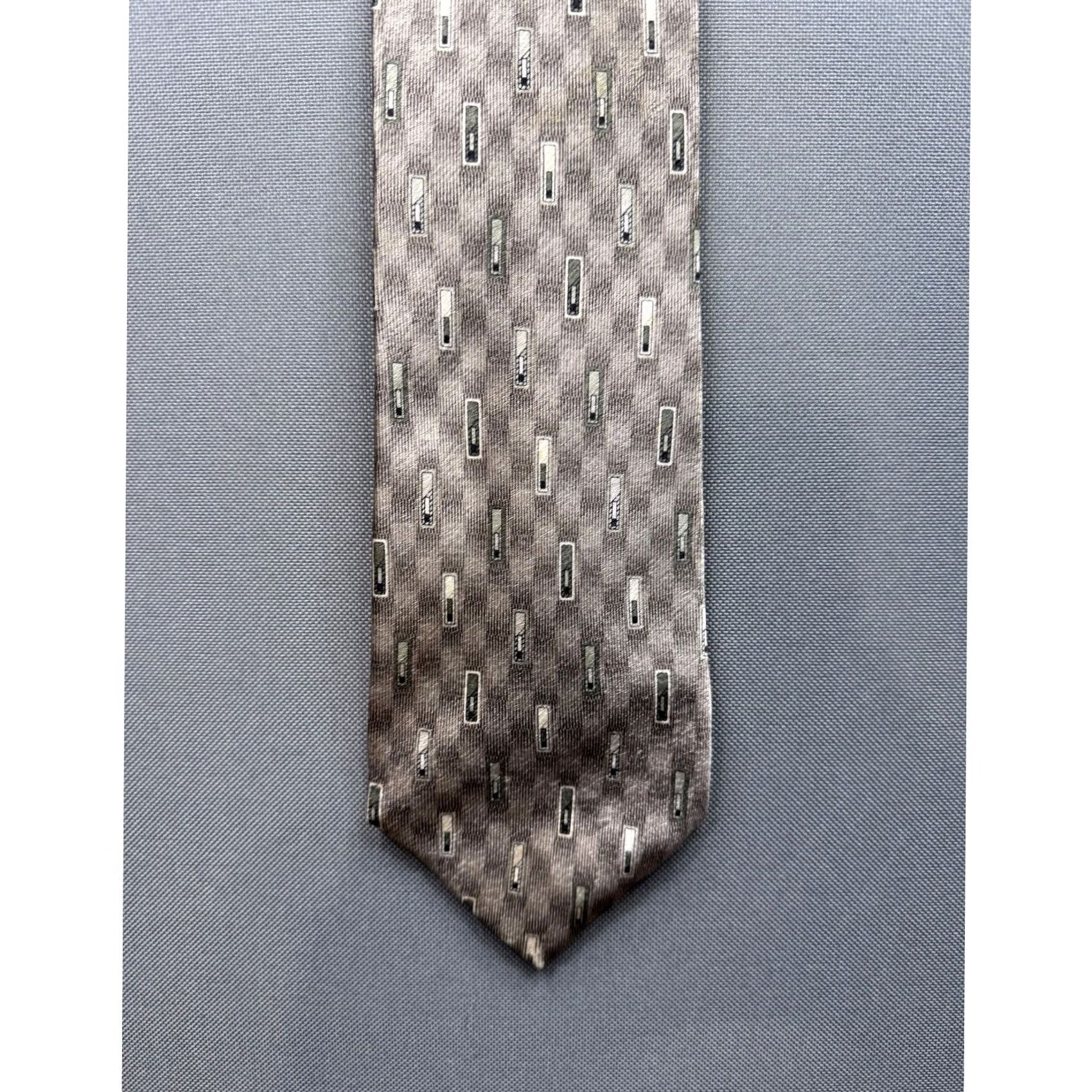 Pierre Cardin Pierre Cardin Tie Men Geometric Pattern Silk Blend Classic 57"-60" Gray Mens Neckwear Formal Business Size ONE SIZE - 2 Thumbnail