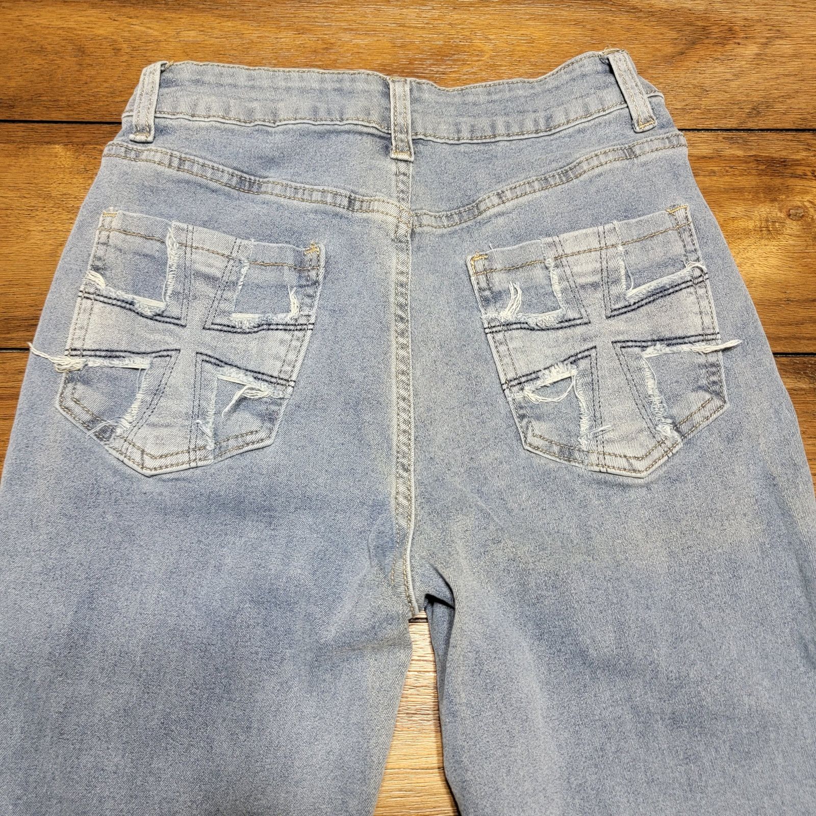 Other Romwe Flare Denim Jeans w/ Cross Pockets & Raw Hem - Small 4 Size 27" / US 4 / IT 40 - 2 Thumbnail