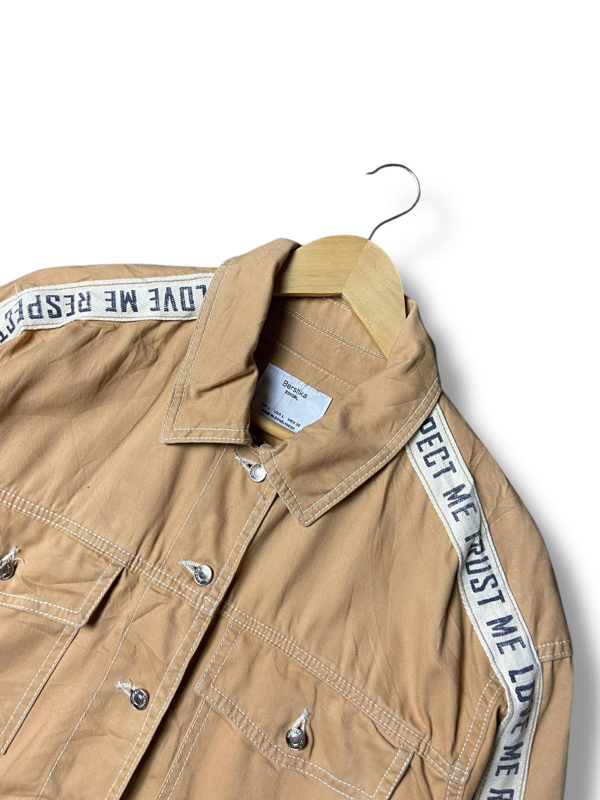 Bershka BSKGIRL Bershka Slogan Overshirt Jacket (169) Size L / US 10 / IT 46 - 3 Thumbnail