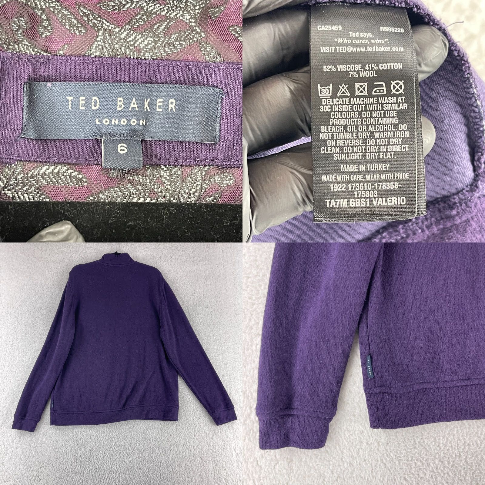 Ted Baker Ted Baker London Purple 1/4 Zip Knit Sweater Mens Long Sleeve Pullover Size 2XL Size US XXL / EU 58 / 5 - 8 Thumbnail